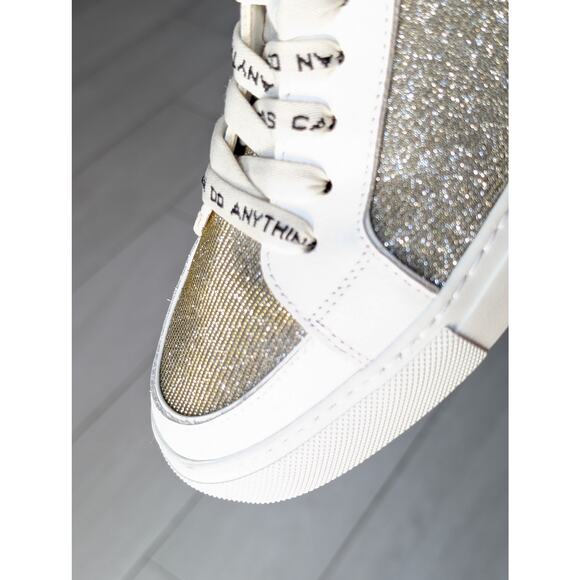 Zadig & Voltaire ZV1747 High Flash Sneakers Women’s Sz 7 White Metallic Leather - Picture 12 of 12